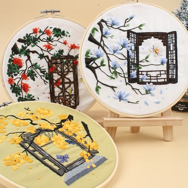 Chinese Window Floral Embroidery Kit