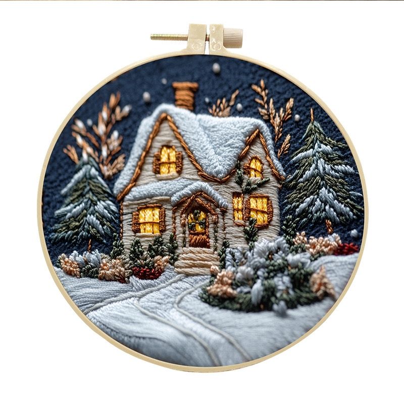 Christmas Cottage Hand Embroidery Kit
