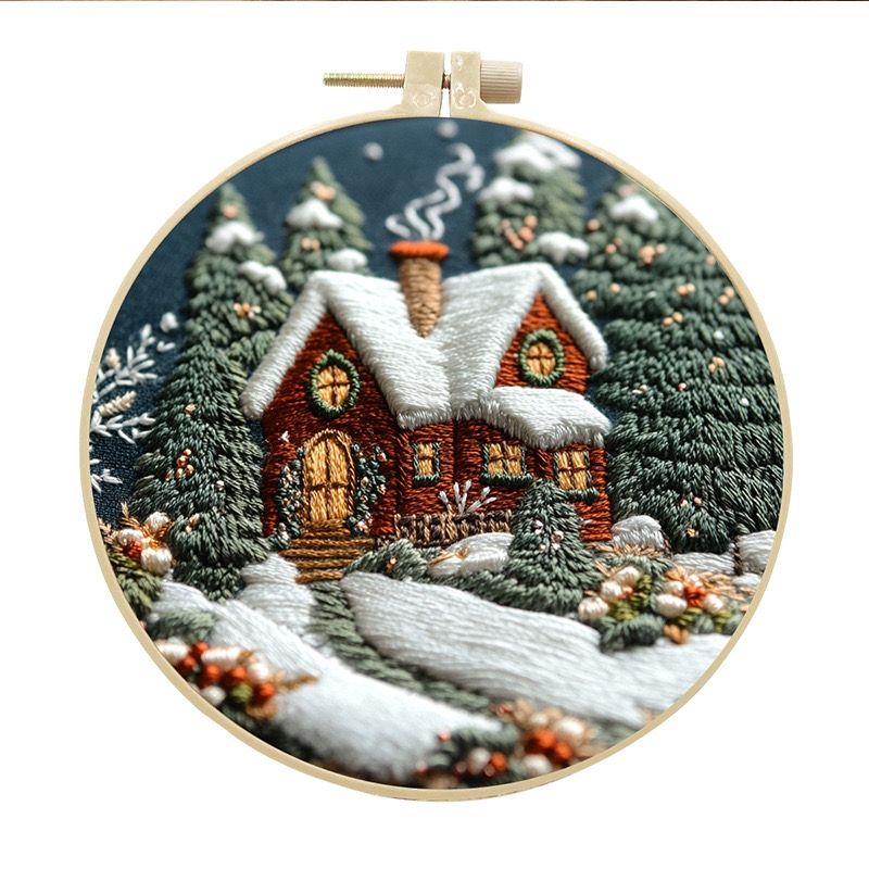 Christmas Cottage Hand Embroidery Kit