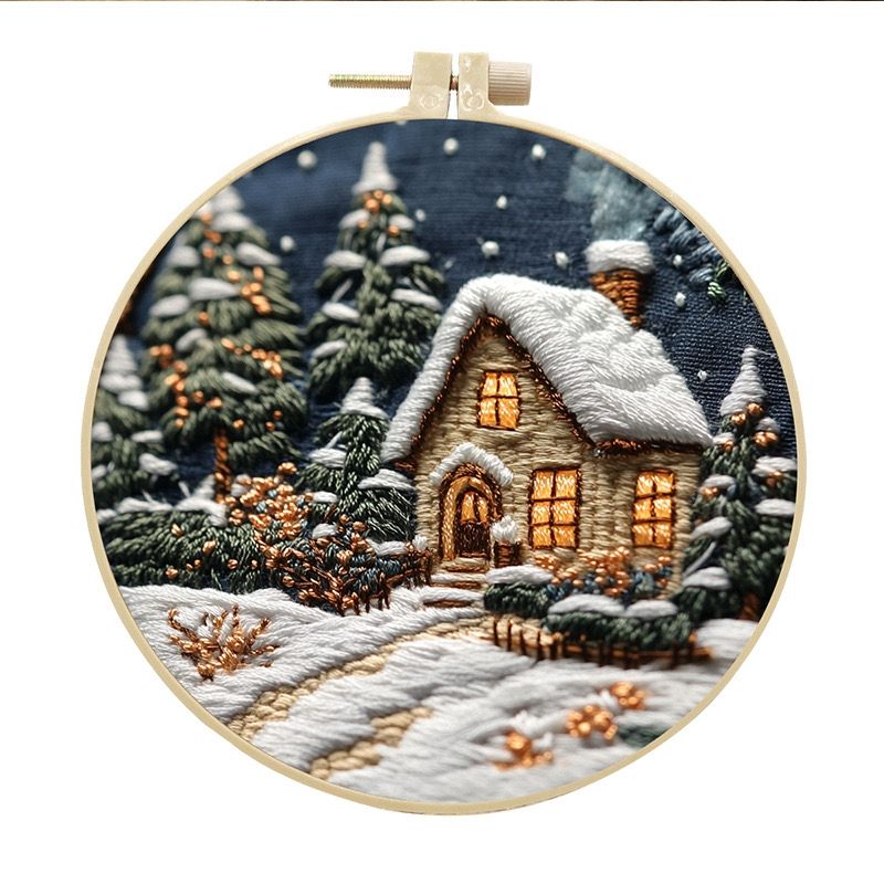 Christmas Cottage Hand Embroidery Kit