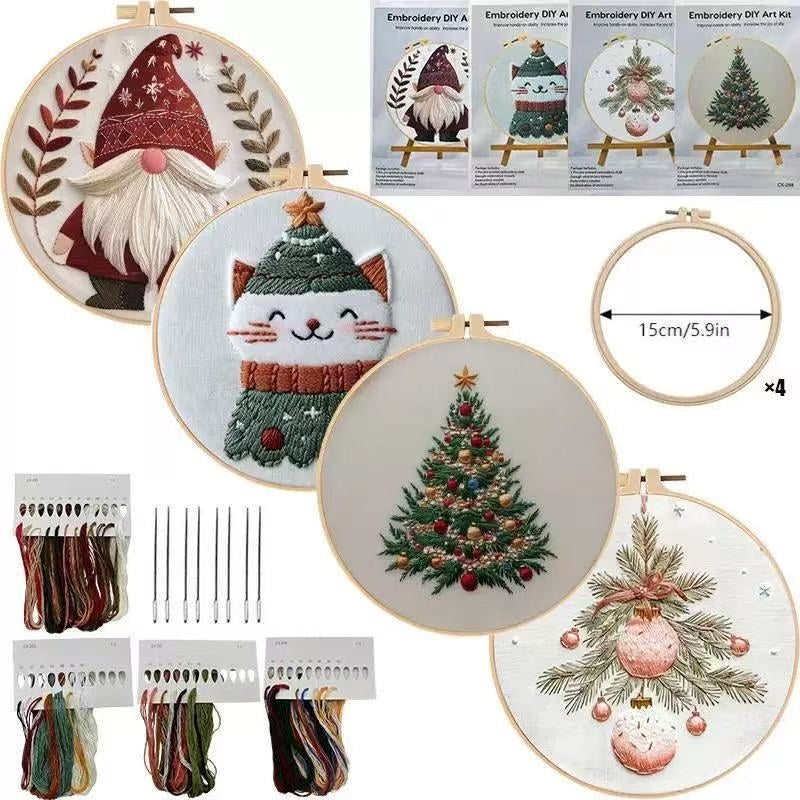 Christmas Gnome Embroidery Kit | 4-in-1 Set