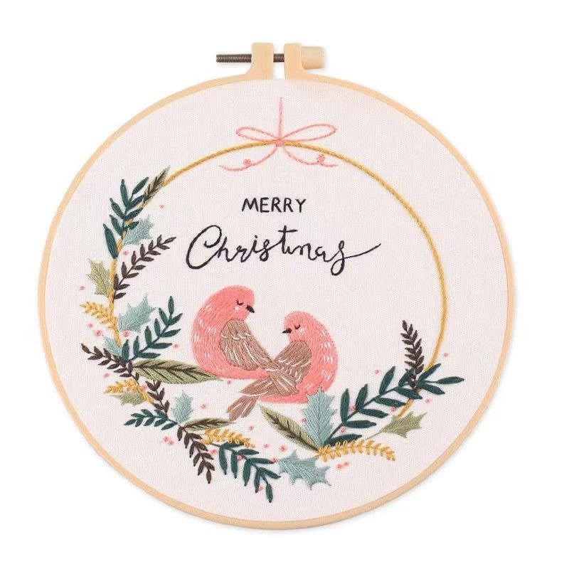 Christmas Wreath Hand Embroidery Kit for Beginners