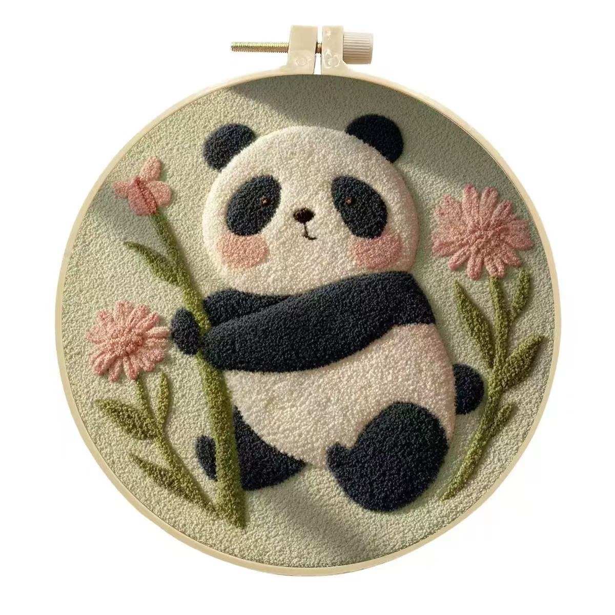 Cute Panda Punch Needle Kit