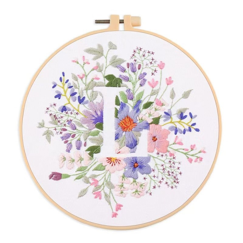 Floral Initials DIY Hand Embroidery Kit