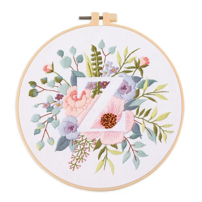 Floral Initials DIY Hand Embroidery Kit