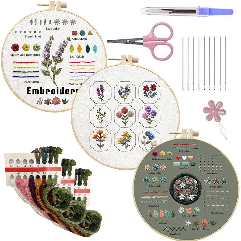 Floral Stitch Sample Embroidery Start Kit for beginner to learn basic stitches