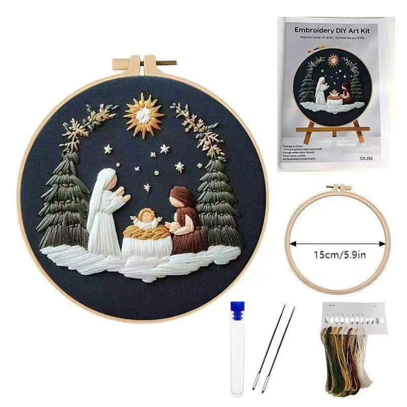 Nativity Scene Embroidery Kit: DIY Christian Christmas Craft