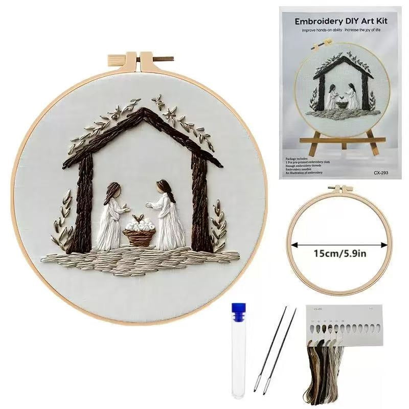 Nativity Scene Embroidery Kit: DIY Christian Christmas Craft