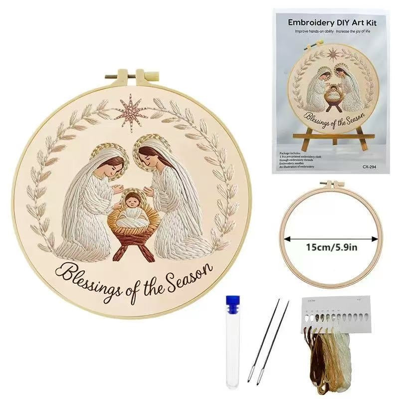 Nativity Scene Embroidery Kit: DIY Christian Christmas Craft