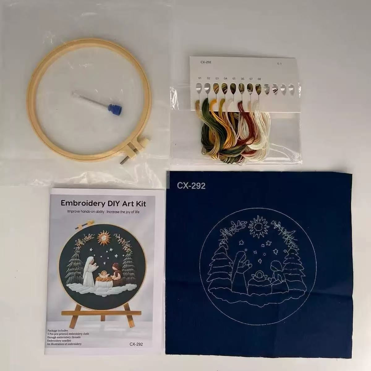 Nativity Scene Embroidery Kit: DIY Christian Christmas Craft