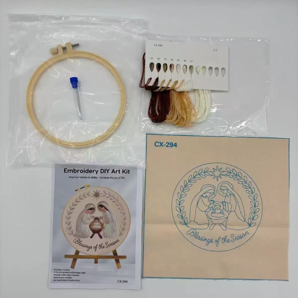Nativity Scene Embroidery Kit: DIY Christian Christmas Craft