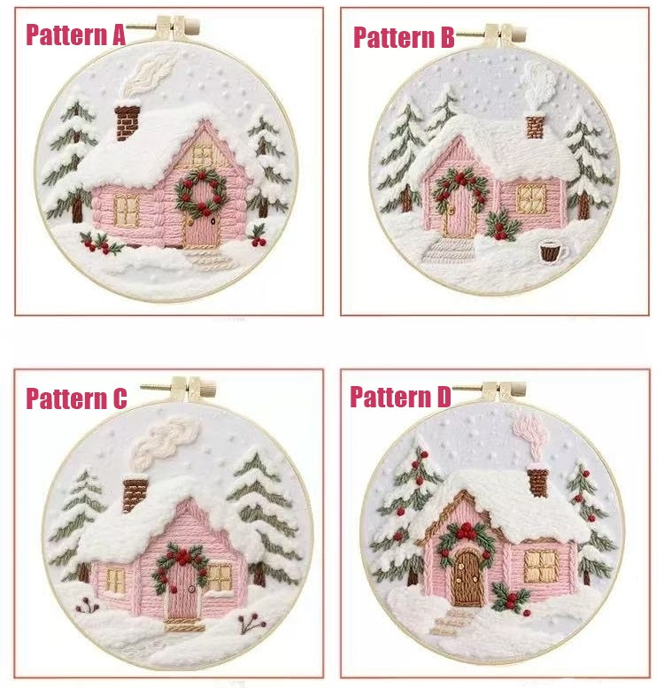 Pink Cottage Christmas Embroidery Kit 2025