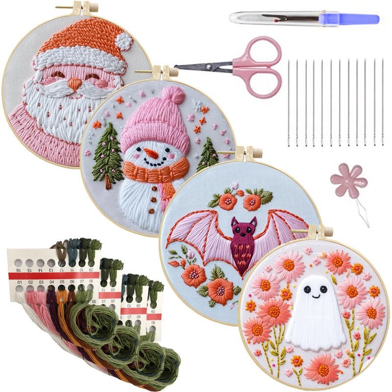 Pink Holiday Embroidery Kit