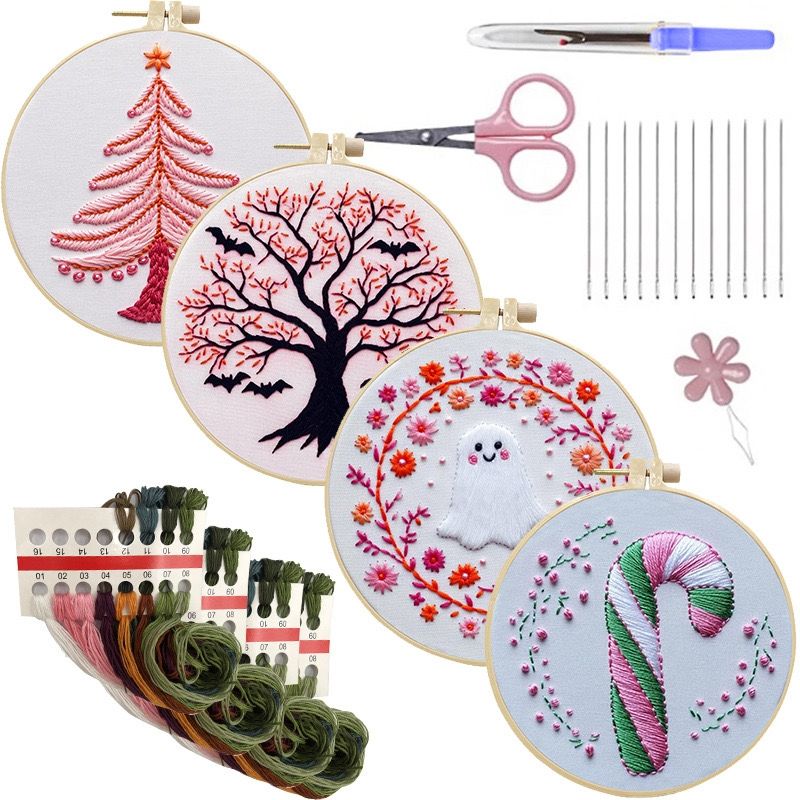 Pink Holiday Embroidery Kit