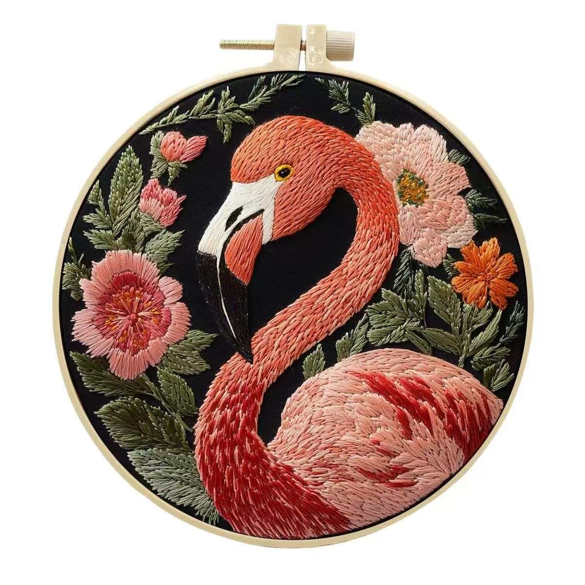 Tropical Pink Flamingo Embroidery Kit