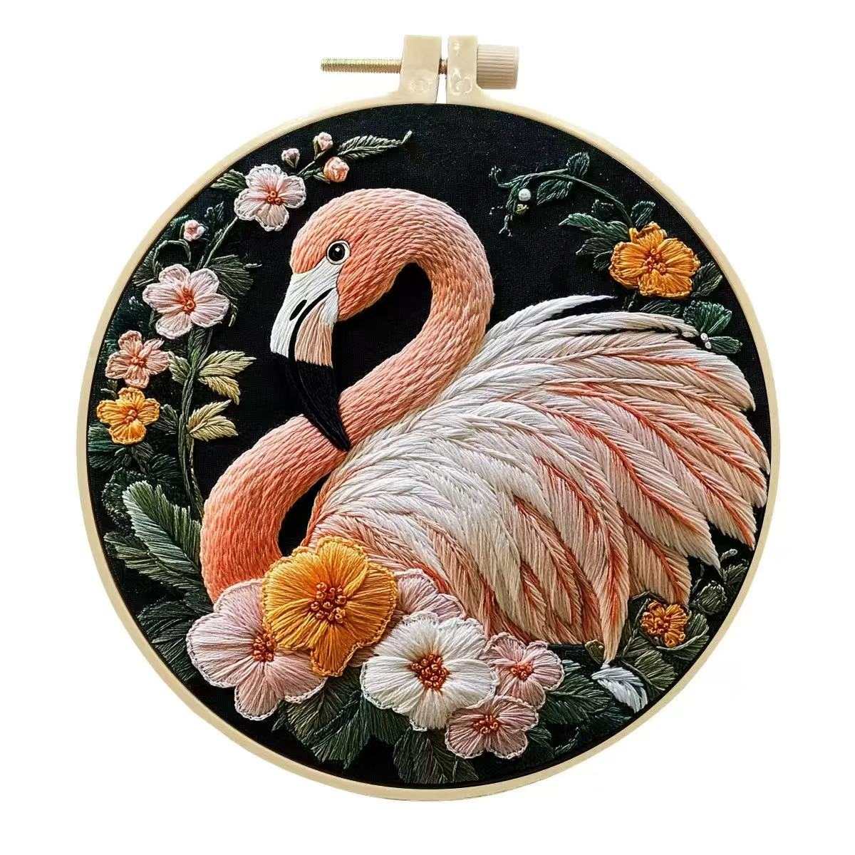 Tropical Pink Flamingo Embroidery Kit