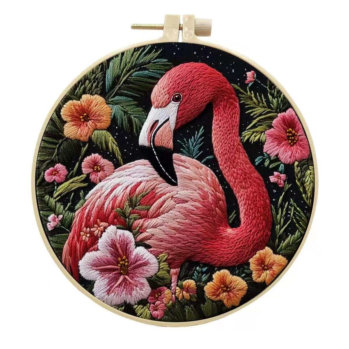 Tropical Pink Flamingo Embroidery Kit