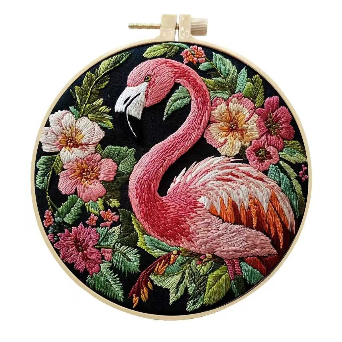 Tropical Pink Flamingo Embroidery Kit
