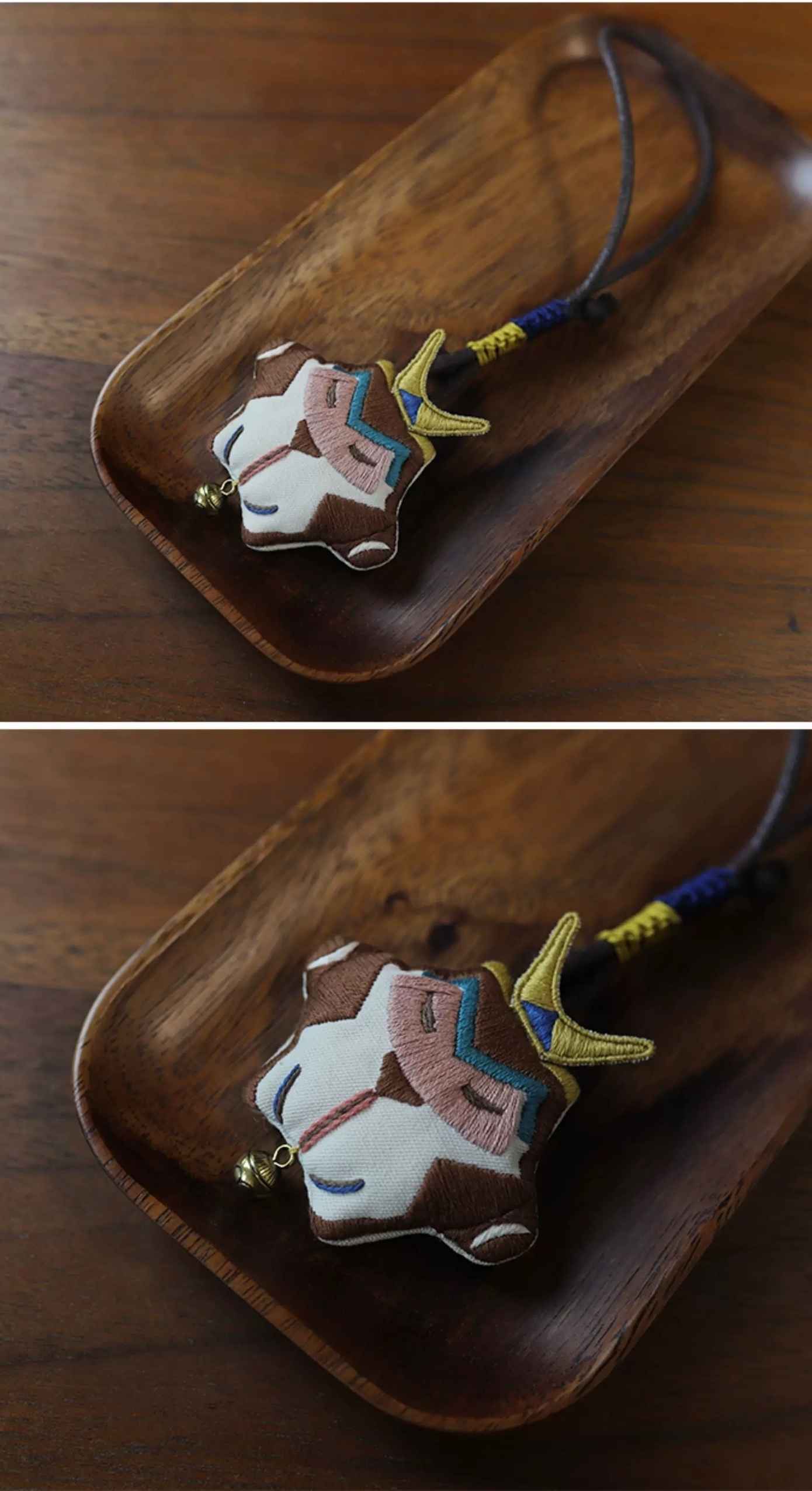 DIY embroidery kit featuring Wu Kong (Monkey King) amulet design. Includes fabric with pre-printed pattern, embroidery hoop, colorful threads, needle, and instructions. Completed amulet shows stylized Monkey King figure with Chinese characters, symbolizing good fortune and protection.
