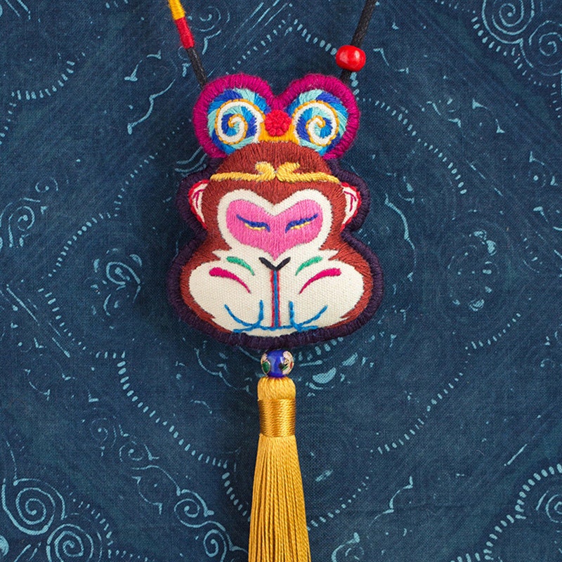 Monkey King Hand-Embroidered Amulet