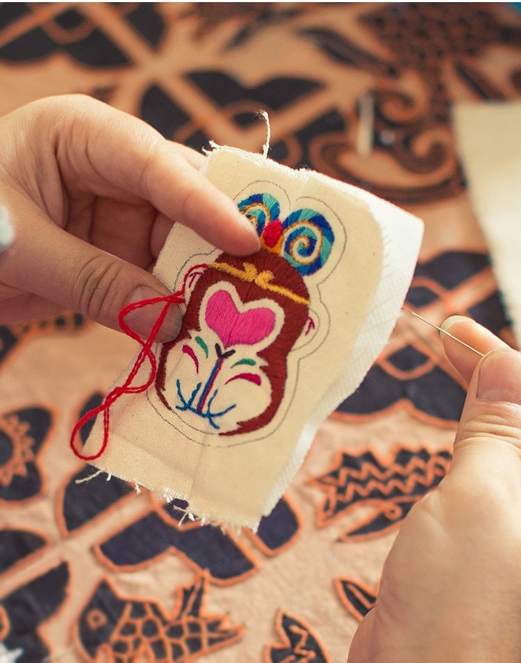 Monkey King Hand-Embroidered Amulet