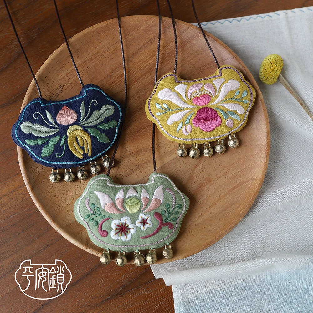 Lotus Amulet Fortune Charm | Beginner DIY Embroidery Kit