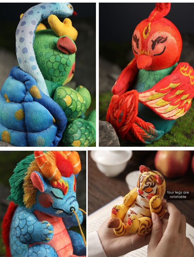 Dragon, Vermilion Bird, Tiger, Turtle Doll | DIY Embroidery Kit