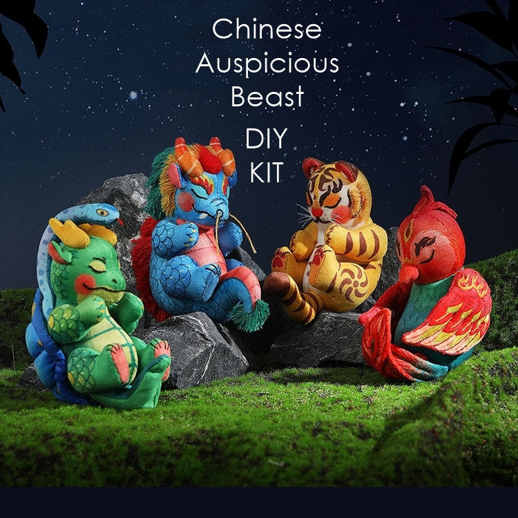 Dragon, Vermilion Bird, Tiger, Turtle Doll | DIY Embroidery Kit