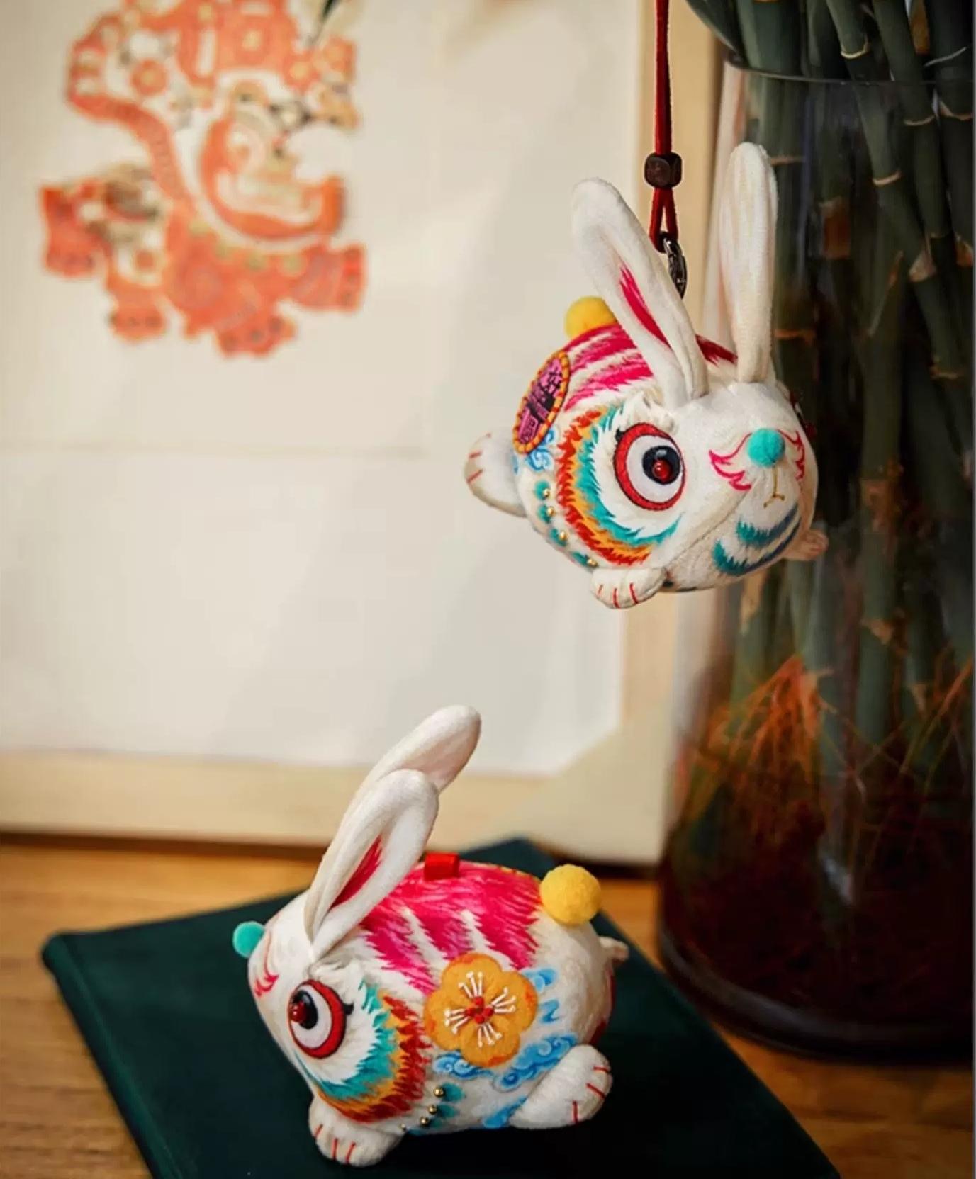 Rabbit Amulet Hand-embroidered Fortune Charm