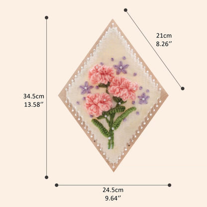 image displaying the dimensions of the Carnation Flower Weaving Loom Kit