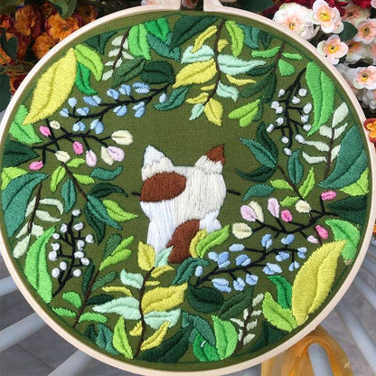 Cat in the Forest Beginner Hand Embroidery Kit