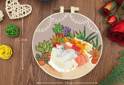 House and Cat Beginner Embroidery Kit