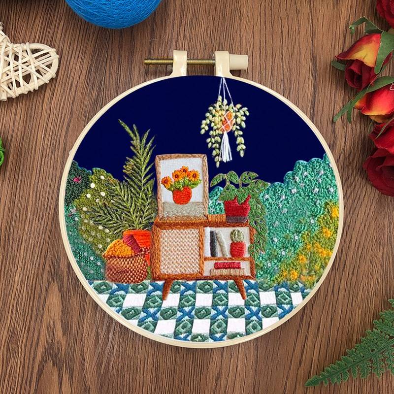 House and Cat Beginner Embroidery Kit