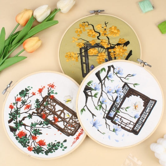 Chinese Window Floral Embroidery Kit