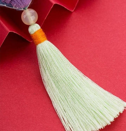 image displaying tassel of the 12 Chinese Zodiac Amulet Fortune Charm Hand Embroidery Kits to showcase its high quality