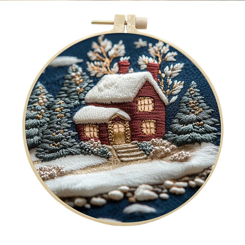 Christmas Cottage Hand Embroidery Kit