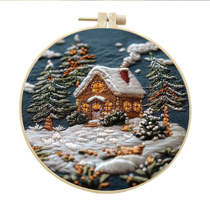 Christmas Cottage Hand Embroidery Kit