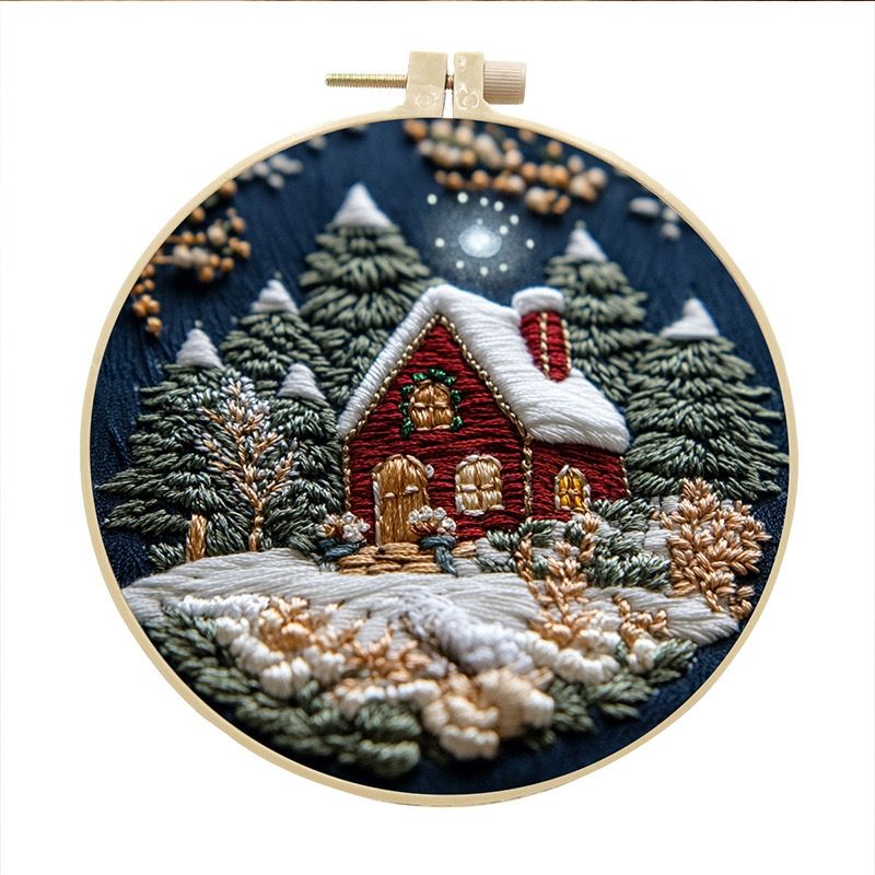 Christmas Cottage Hand Embroidery Kit