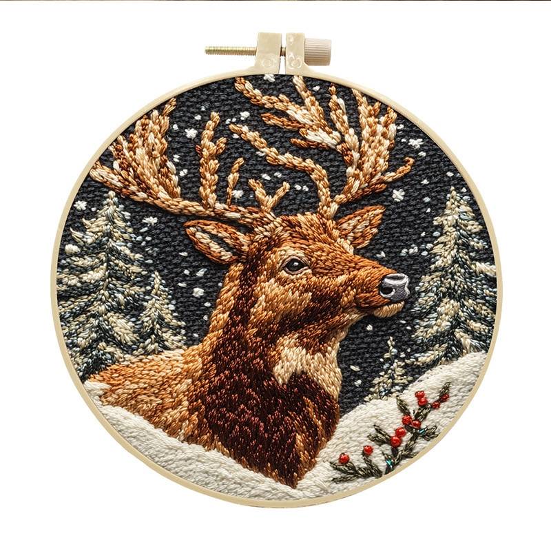 Christmas Deer Hand Embroidery Kit