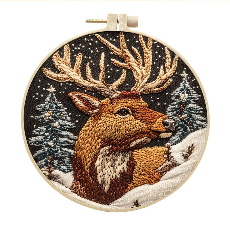 Christmas Deer Hand Embroidery Kit