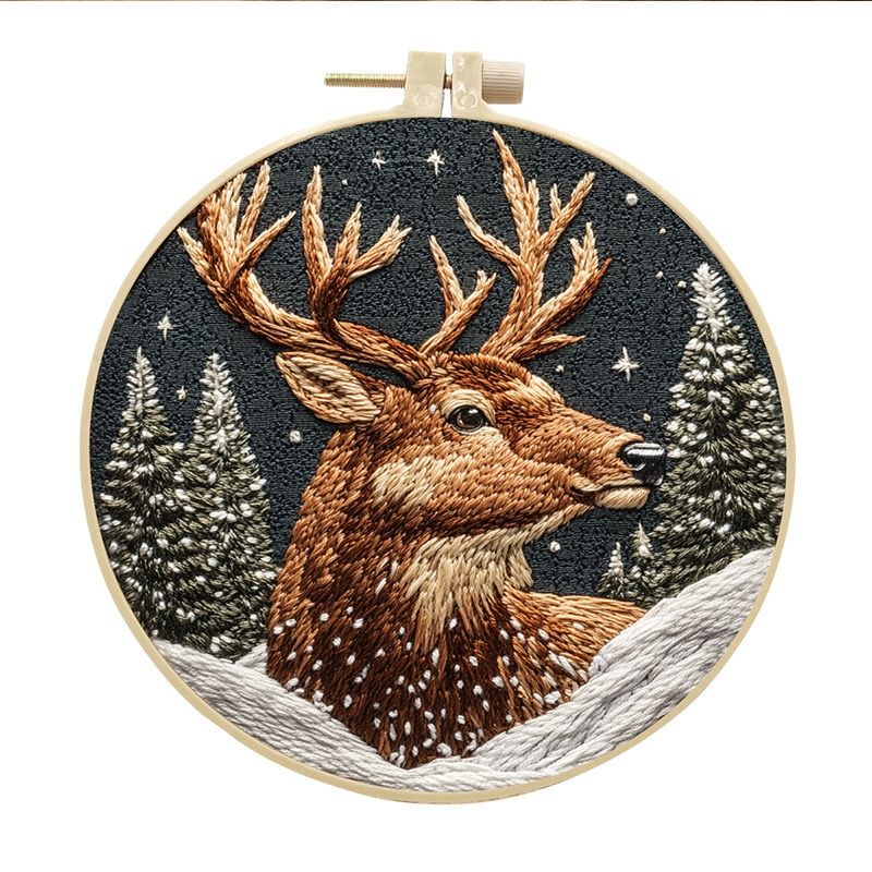 Christmas Deer Hand Embroidery Kit