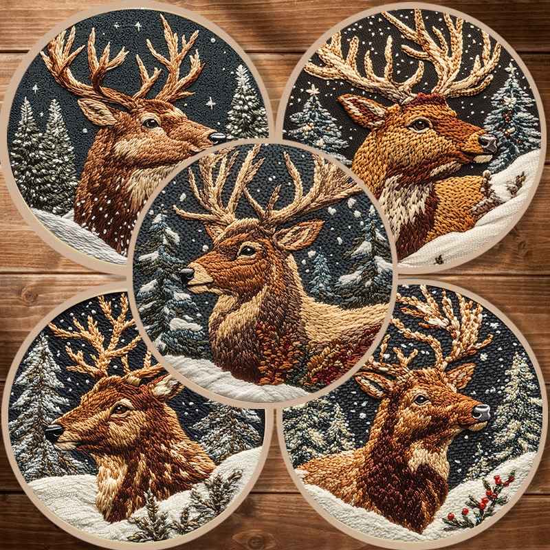 Christmas Deer Hand Embroidery Kit