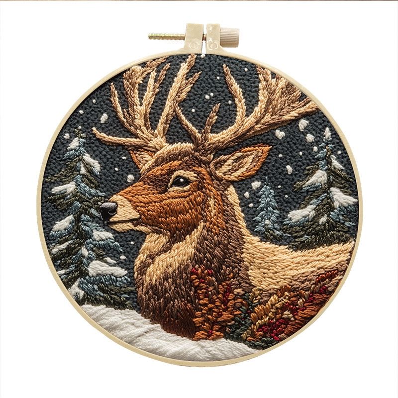 Christmas Deer Hand Embroidery Kit