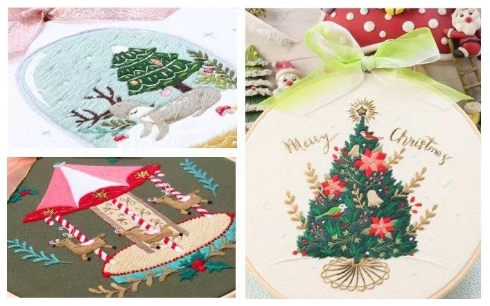 Christmas Wreath Hand Embroidery Kit for Beginners