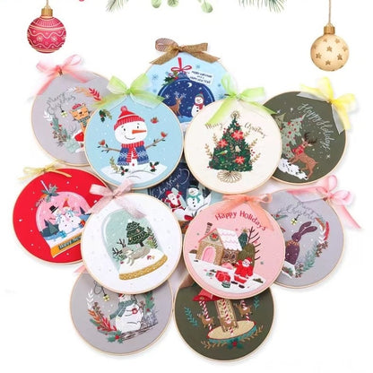 Christmas Wreath Hand Embroidery Kit for Beginners