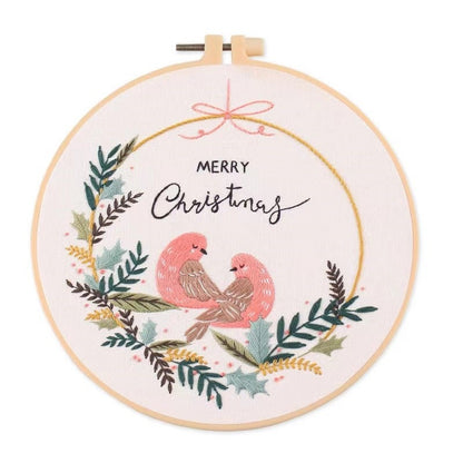 Christmas Wreath Hand Embroidery Kit for Beginners