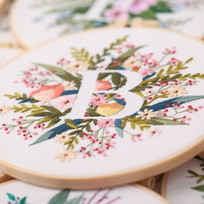 Floral Initials DIY Hand Embroidery Kit