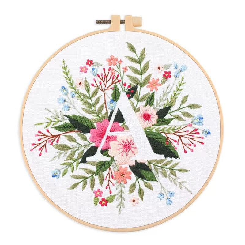 Floral Initials DIY Hand Embroidery Kit