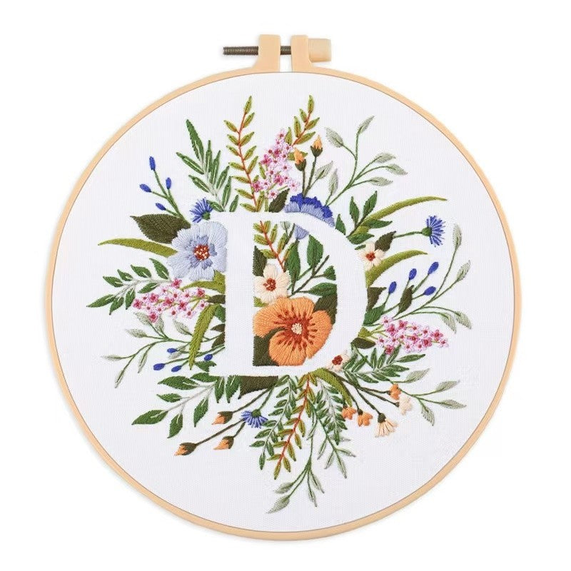 Floral Initials DIY Hand Embroidery Kit