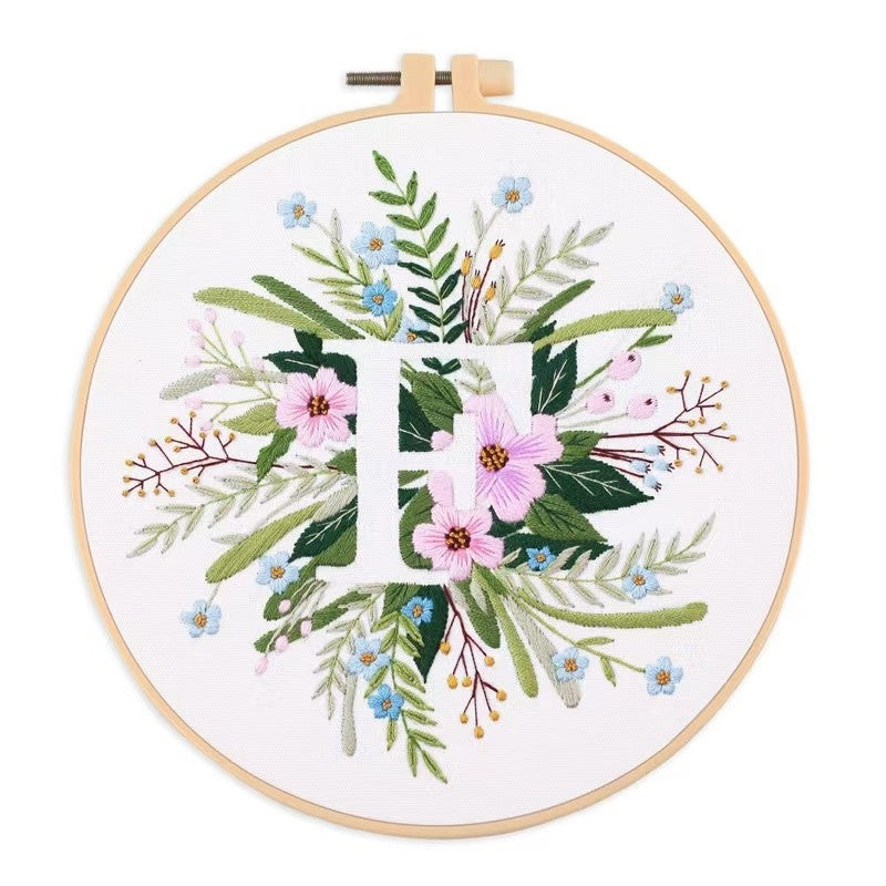 Floral Initials DIY Hand Embroidery Kit